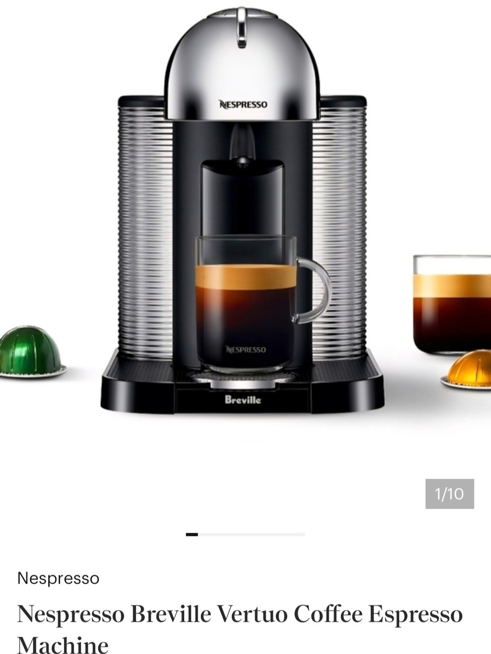 Nespresso Vertuo Coffee & Espresso Machine - Black & Silver